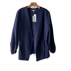 Lemon Tart Navy Blue Black Polka Dot Tailored Blazer